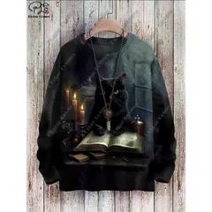 3D Printed Halloween Series Horror Ghost Skeleton Witch Black Cat Pattern Ugly Sweater Street Casual Winter Sweatshirt W-3