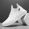 HKDQ Herren Casual Sneakers Weiß Leichte Laufschuhe Atmungsaktive Sommer Strick Sneakers Herren Trainer Plattform Sportschuhe