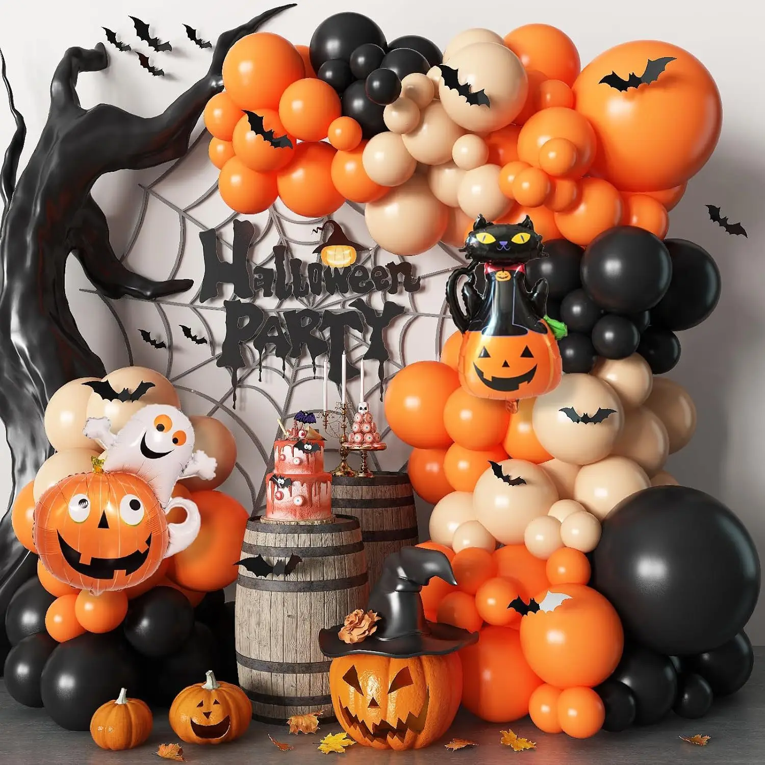 Halloween-Ballonbogen-Set für Halloween-Geburtstagsfeiern, Tag der Toten, Feier und Junggesellenabschied-Dekoration Image