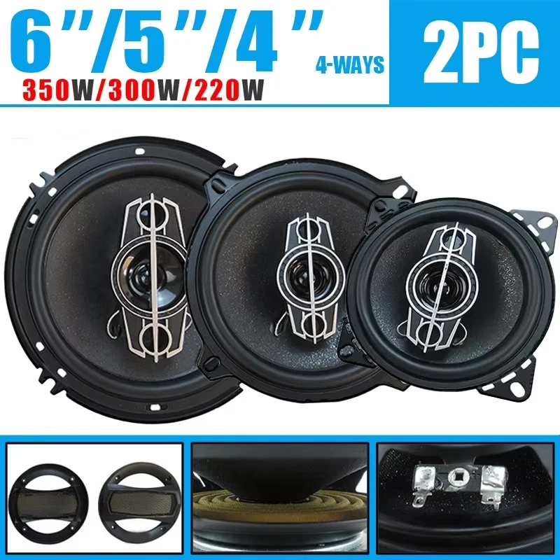 1 paar 4/5/6 Zoll 4-Wege 220 W/300 W/350 W Universal Auto HiFi koaxial Lautsprecher Auto Musik Stereo Auto Tür Full Range Lautsprecher Woofer Image