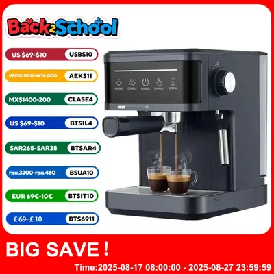 Home Coffee Machine 20Bar Pump Pressure Energy Saving Self-Cleaning Portable Small Coffee Grinder Machine for Home Office