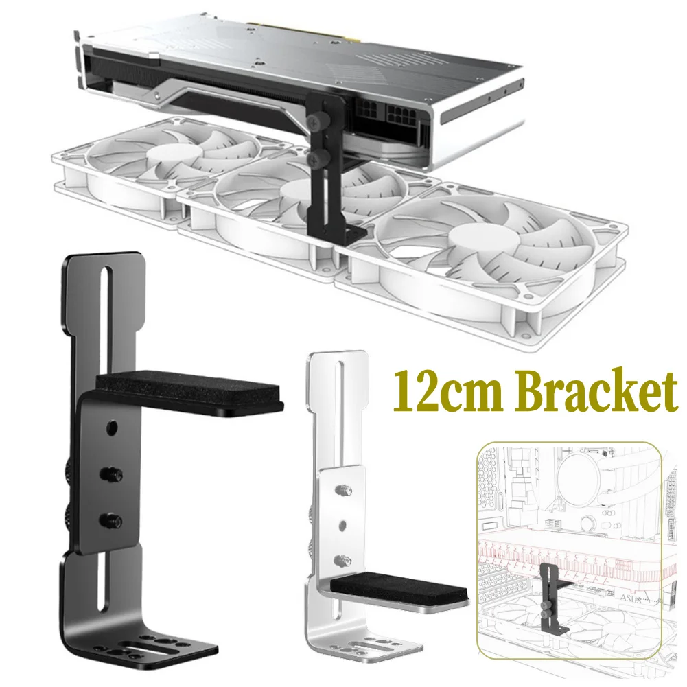 Neues Edelstahl-Chassis, 12 cm Lüfterposition, Grafikkartenhalter, verhindert Durchhängen, GPU-Stützstrebe für RTX 4090 4080 4070 Image