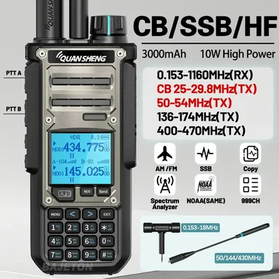 Quansheng TK11 8 Walkie Talkie Long Range 10W Two Way Radio Ham CB 27MHz Shortwave LW MW SW NOAA SSB AM FM Amateur Transceiver