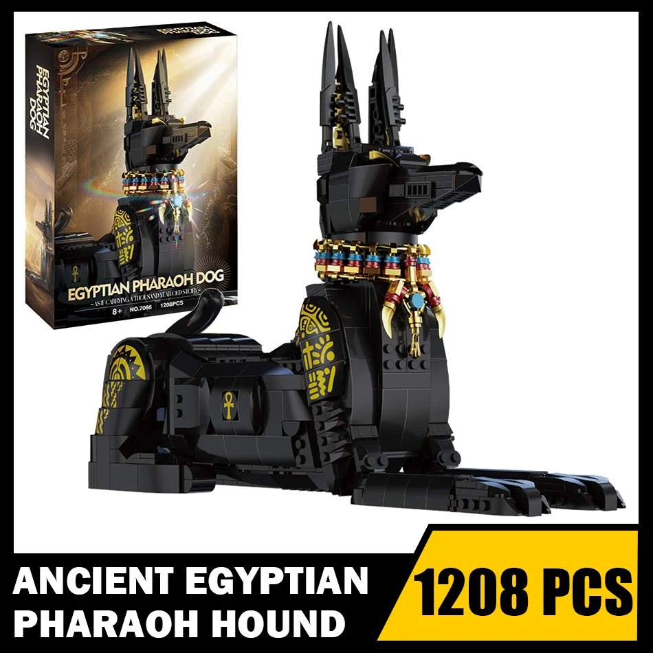 MOC Alten Ägyptischen Pharao Hound Modell Bausteine Pharao Schutz Mumie Hund Statue Montage Ziegel Spielzeug für Kinder Jungen Geschenke Image