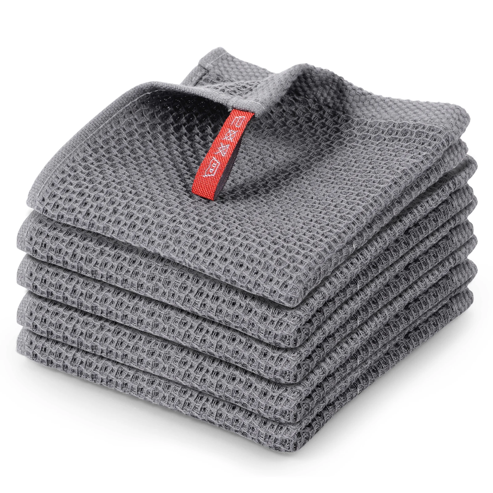 5 Stück Geschirrtuch aus 100 % Baumwolle, Küchengeschirrtuch, Wabengitter, saugfähig, schnell trocknend, weich, Haushaltsreinigung, Waschlappen Image