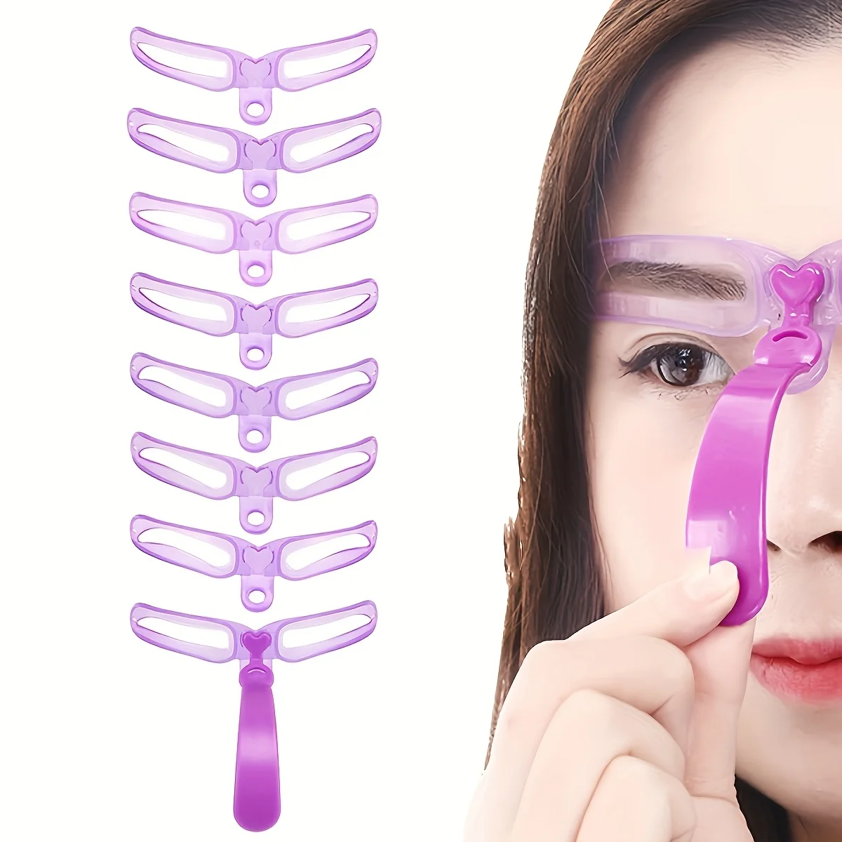 8-in-1 wiederverwendbare Augenbrauen-Schablone, Schönheit, Make-up, Augenbrauen-Stempel, Vorlage, Augenbrauen-Form-Set, Augenbrauen-Make-up-Tools Image