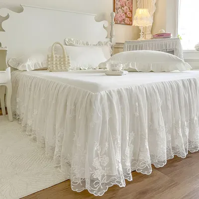 Lace Style Bed Skirt Queen Size Bed Cover Girls Room Bedspread Skin-friendly Bed Linen for Home 침대스커트 (Pillowcase Need Order)