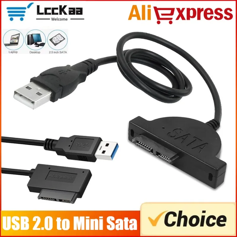 Neuer USB 2.0 zu Mini Sata II 7+6 13Pin Konverter für Laptop CD/DVD ROM Slimline Laufwerk Konverter Kabel Schrauben USB SATA Adapter Image