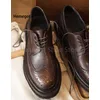 Braune/schwarze Leder-Brogue-Schuhe, Herrenschuhe, Schnürschuhe, dicke Sohle, höhenvergrößernde, verschleißfeste Schuhe, handgefertigte Herrenschuhe