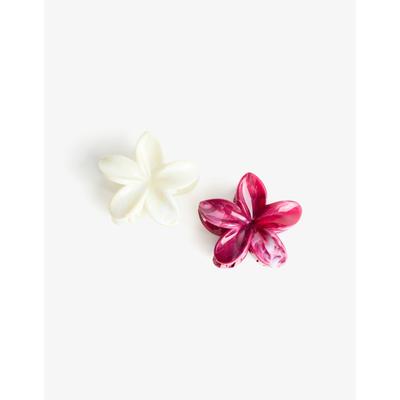 Bershka Pack Of 2 Flower Hair Clips Women Fuchsia