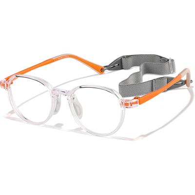 Zenni Girls Round Glasses w/ Strap Clear Plastic Full Rim Frame