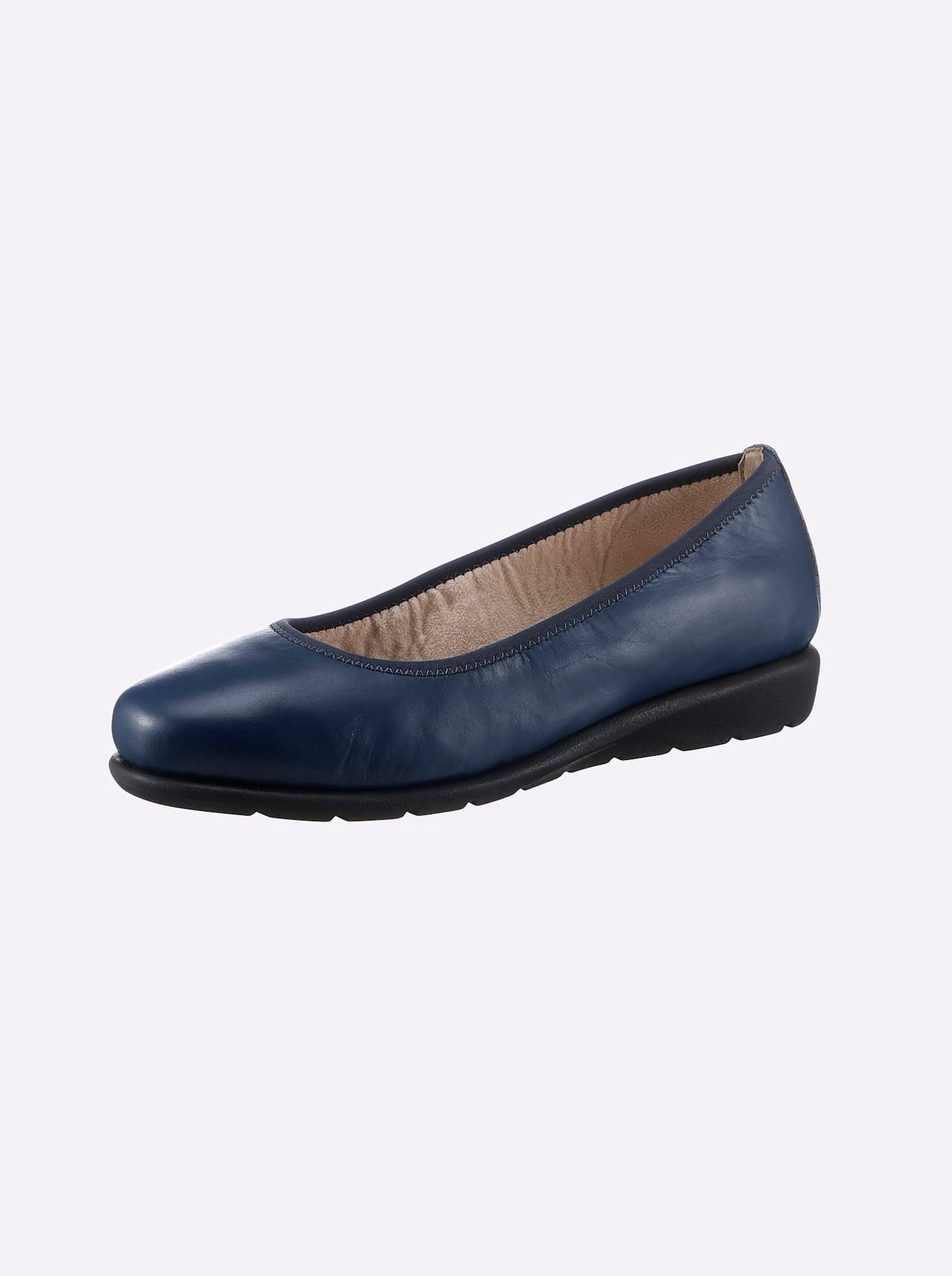 Ballerina CLASSIC BASICS, Damen, Gr. 41, blau (dunkelblau), Glattleder, Basic, Schuhe Ballerina