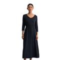 Jerseykleid MARC O'POLO "mit TENCEL™ Lyocell", Damen, Gr. XXL, Normalgrößen, blau (deep night blau), Obermaterial: 66% Lyocell, 32% Baumwolle, 2% Elasthan; Futter: 100% Nicht verfügbar, unifarben, regular fit wadenlang, V-Ausschnitt, 3/4-Ärmel, Kleider