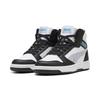 Sneaker PUMA "REBOUND V6 MID SPACE BELLE JR", Gr. 37, puma schwarz, lila crush, puma weiß, Synthetik, sportlich, Schuhe
