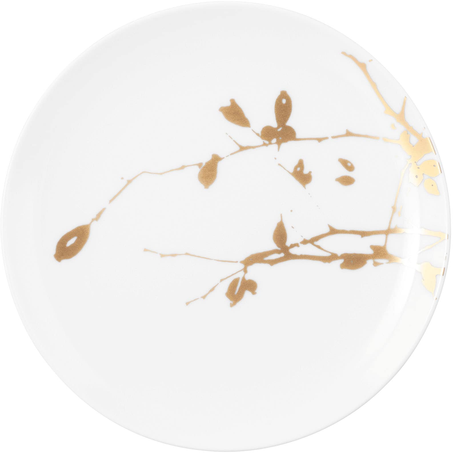 Brotteller SELTMANN WEIDEN "Liberty - Golden Rose Hip", gold (weiß, goldfarben), B:17,7cm H:1,6cm L:17,7cm T:17,7cm Ø:17,7cm, Porzellan, Speiseteller, Teller 17,5 cm