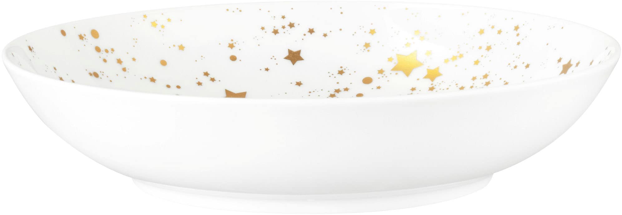 Suppenteller SELTMANN WEIDEN "Liberty - Golden Stars", gold (weiß, goldfarben), B:21,2cm H:4,6cm L:21,2cm T:21,2cm Ø:21,2cm, Porzellan, Speiseteller, Teller rund 21 cm