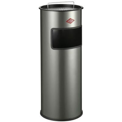 Aschenbecher WESCO, silber (neusilber), B:32cm H:74cm T:32cm, Stahlblech, Mülleimer, Standascher mit Sieb, 24 Liter Image