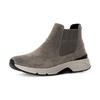 Chelseaboots GABOR ROLLINGSOFT, Damen, Gr. 38, grau (taupe), Veloursleder, Elastischer Einsatz, sportlich, Schuhe, Plateau, High Top-Sneaker, Schnürschuh mit Grip-Profil