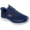 Slip-On Sneaker SKECHERS "SUMMITS", Herren, Gr. 40, blau (navy, gelb), Textil, casual, Schuhe, Freizeitschuh, Schnürschuh mit Memory Foam