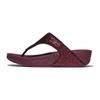 Zehentrenner FITFLOP "LULU CRINKLED SHIMMER", Damen, Gr. 39, lila (pflaume), Synthetik, Textil, Glitzer, modisch, Schuhe, Slides, Badeschuh mit Glitter