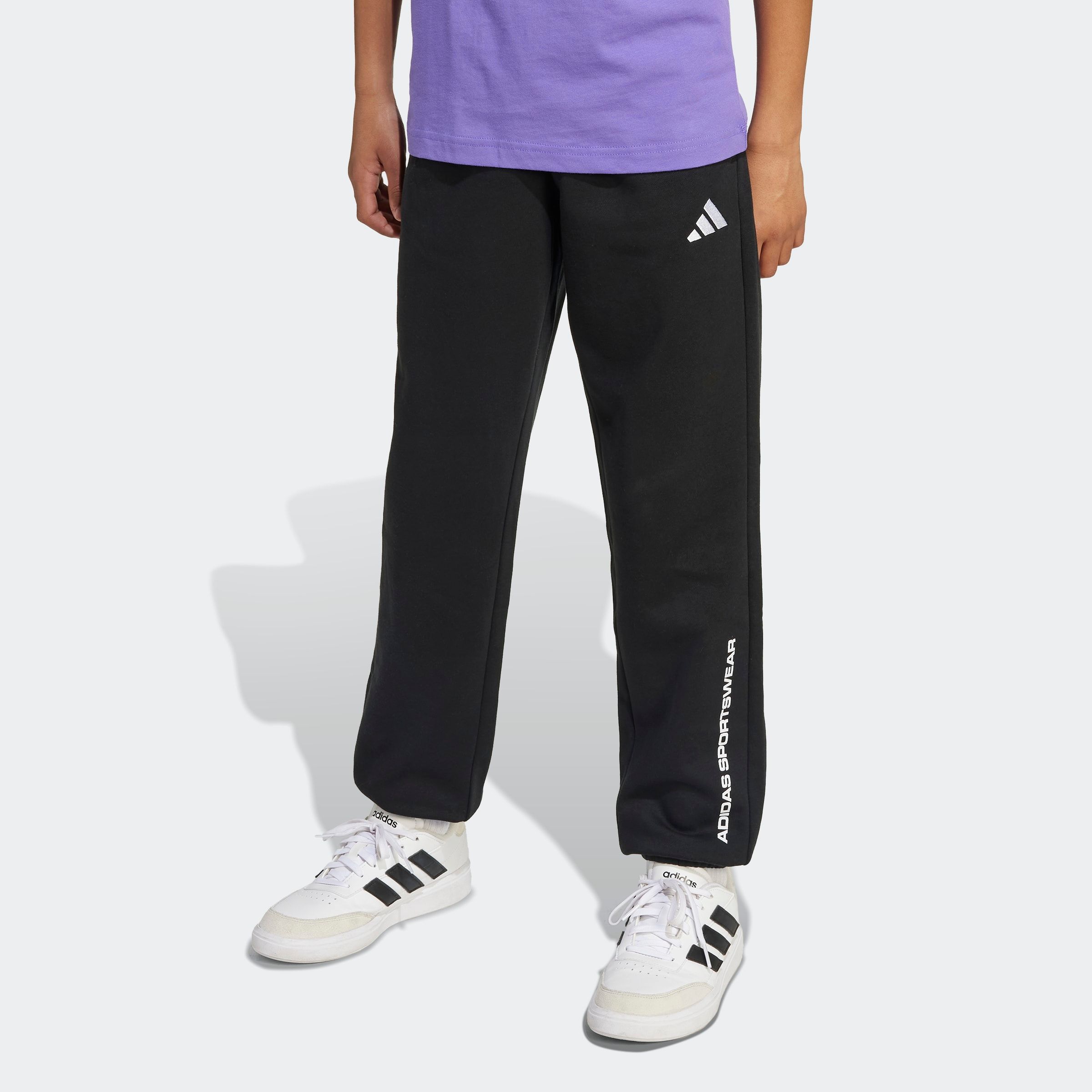 Sporthose ADIDAS SPORTSWEAR "B FL PT", Kinder, Gr. 152, N-Gr, schwarz, Obermaterial: 71% Baumwolle, 29% Polyester, Sportlich, Hosen, Topseller Image