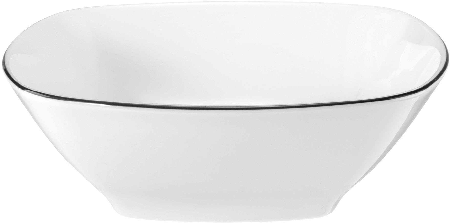 Dessertschale SELTMANN WEIDEN "Lido Black Line", schwarz-weiß (weiß, schwarz), B:15cm H:5cm L:15cm T:15cm Ø:15cm, Porzellan, Schüsseln, Dessertschale, Schale eckig 15 cm