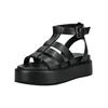 Plateausandaletten BUFFALO "Buffalo Sandalen Lederimitat", Damen, Gr. 40, schwarz, Lederimitat, casual, Schuhe