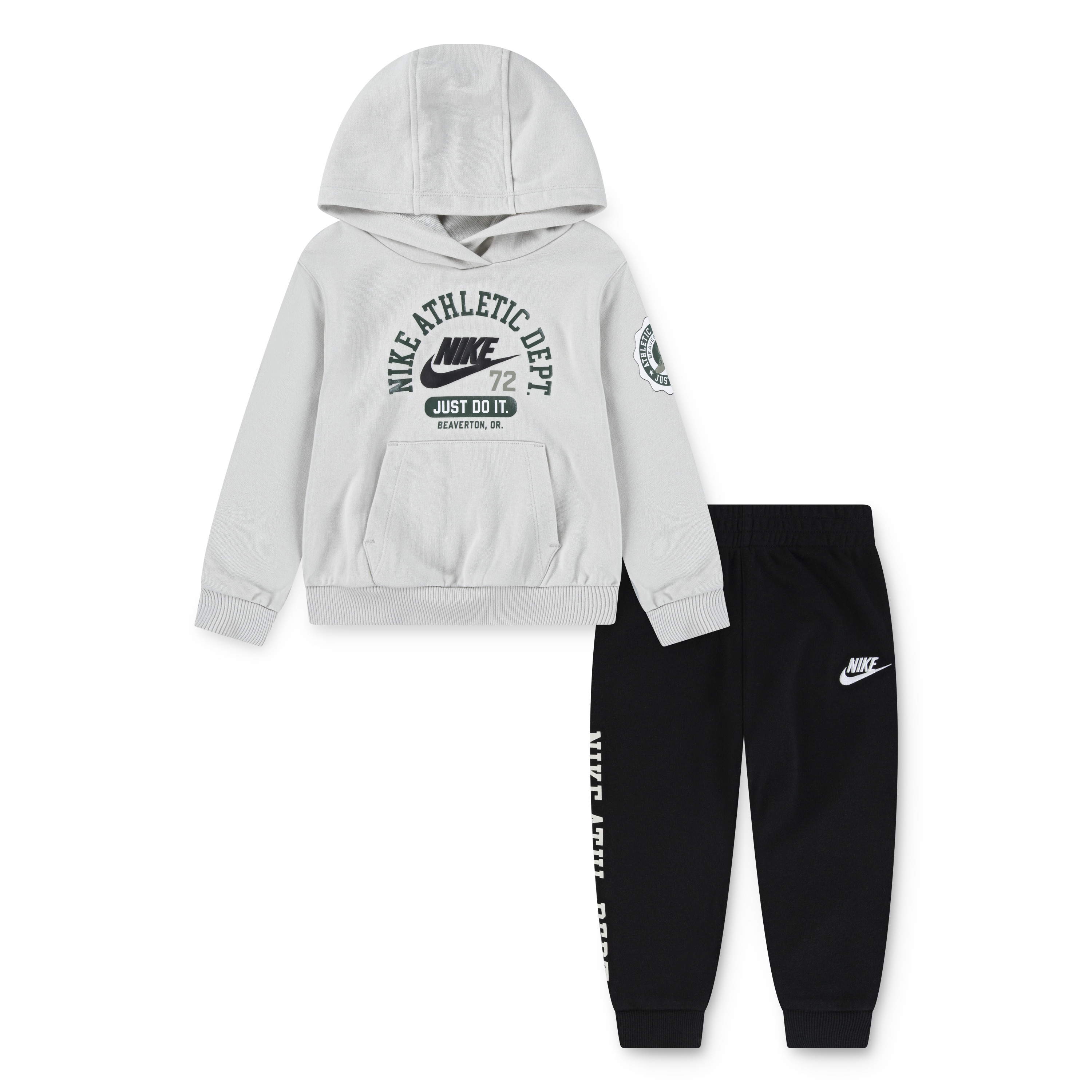 Jogginganzug NIKE SPORTSWEAR "NKB B NSW P.E. FT PO PANT SET", Kinder, Gr. 116 (6), schwarz, Obermaterial: 60% Baumwolle, 40% Polyester, Sportanzüge, für Kinder Image