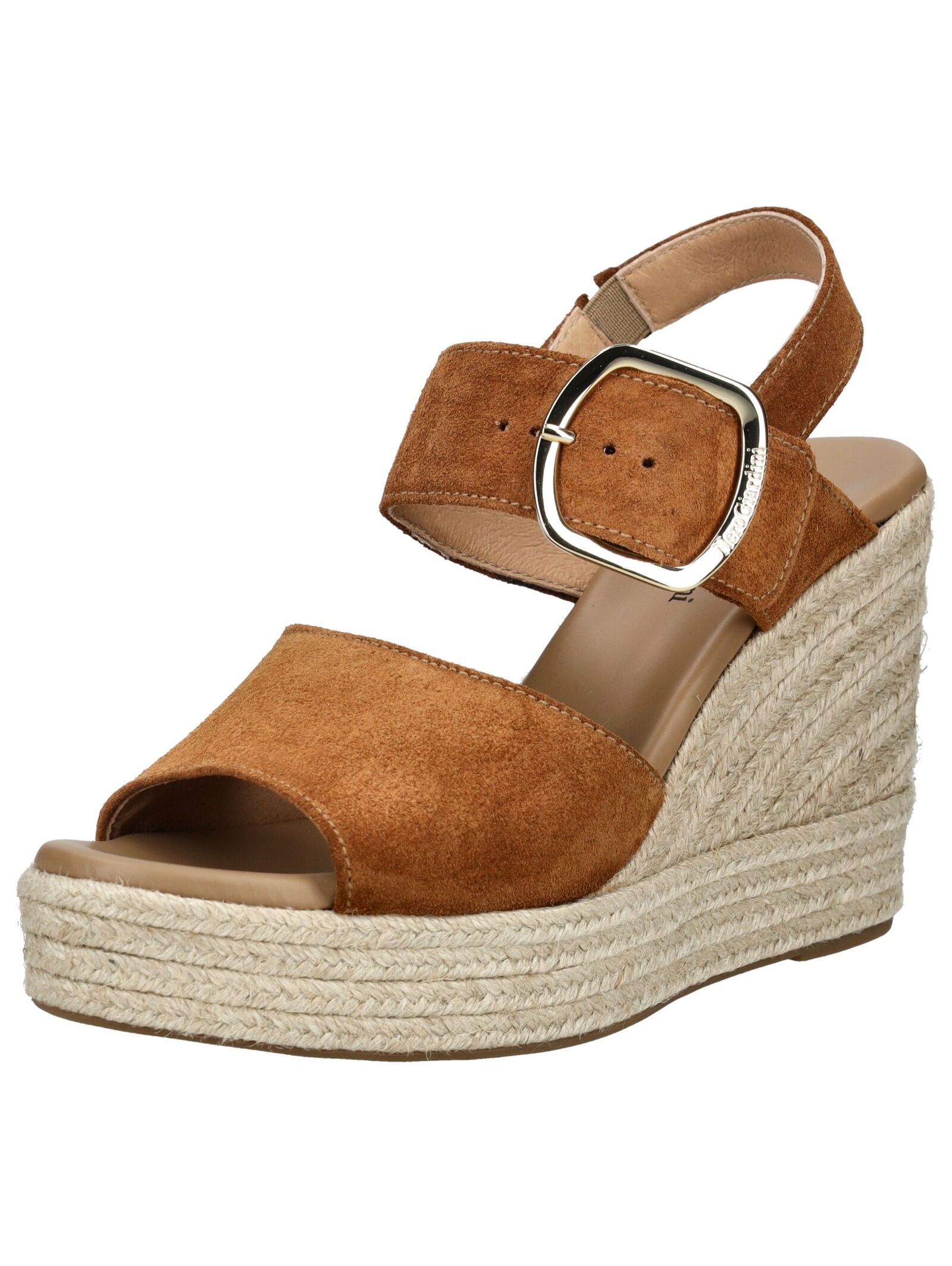 Keilsandalette NERO GIARDINI "Nero Giardini Sandalen Veloursleder", Damen, Gr. 36, braun (tabacco), Veloursleder, Schuhe