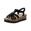 Keilsandalette RIEKER "Rieker Sandalen Lederimitat", Damen, Gr. 37, schwarz kombi, Lederimitat, casual, Schuhe