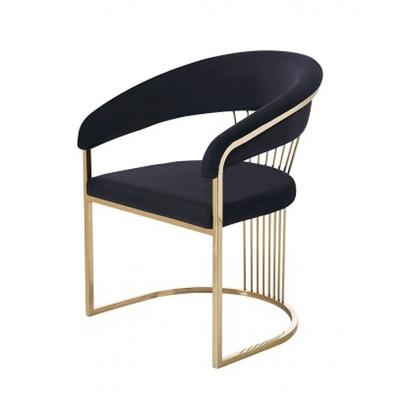 Modern Black and Gold Velvet Upholstered Dining Chair with Steel Legs - 24.80” x 23.60” x 32.20”