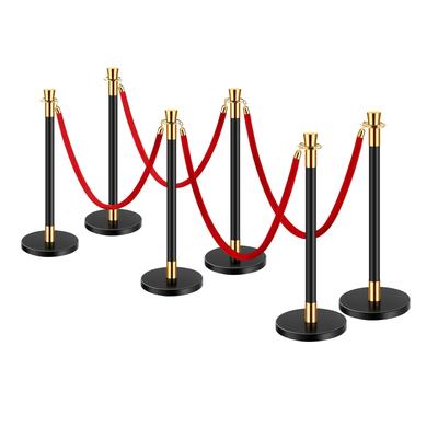 UIMOSO Stanchions and Velvet Ropes, 6 Pcs Crowd Control Barriers with 4 Red Velvet Ropes, Stainless Steel Stanchion Post Queue