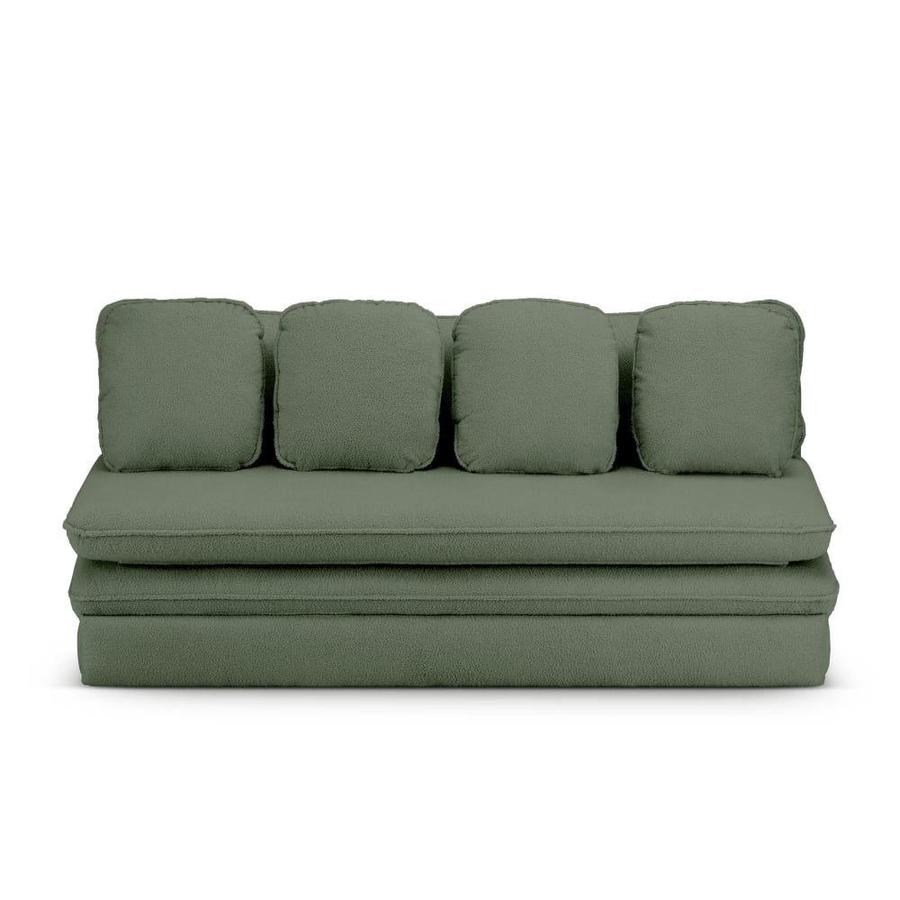 Banquette en tissu bouclette 3 places vert kaki