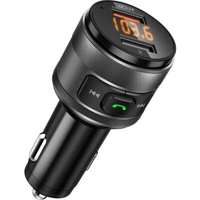 Aougo - FM-Transmitter-Bluetooth-Adapter, QC3.0 USB-Kabelloses Autoladegerät, Image