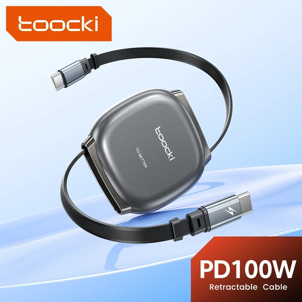 Toocki 100 W Typ C einziehbares Kabel für iPhone 16 15 Pro Max Samsung Fast Chaerger Kabel Mini-Größe 480 Mdps Datenkabel Image
