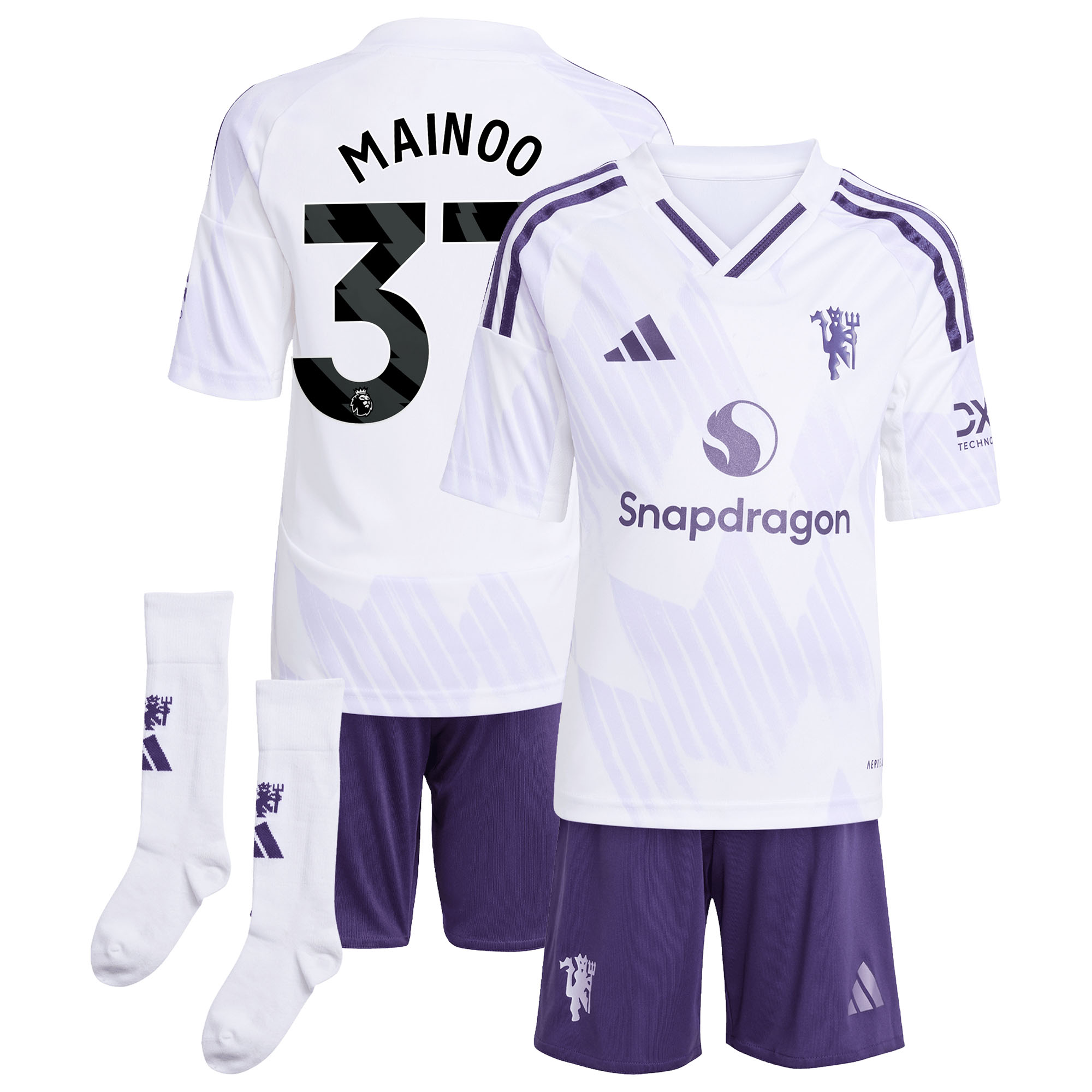 Manchester United adidas Auswärts-Kit Mini 2025-26 mit Aufdruck Mainoo 37 Image