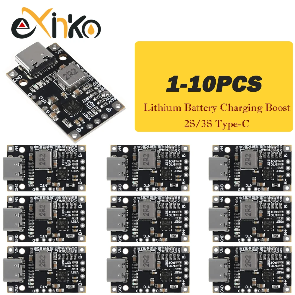 2S 3S Typ-C USB BMS 15W 8,4V 12,6V 1,5A Lithium-Batterie-Lade-Boost-Modul mit symmetrischer Unterstützung Schnellladung mit Anzeige Image