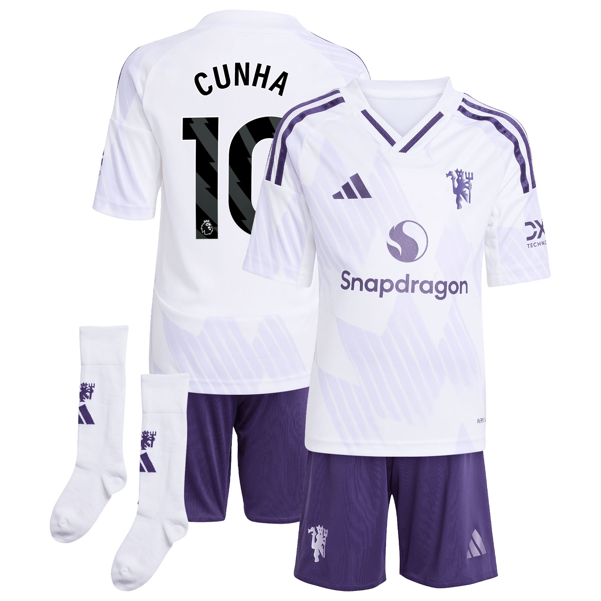 Manchester United adidas Auswärts-Kit Mini 2025-26 mit Aufdruck Cunha 10 Image