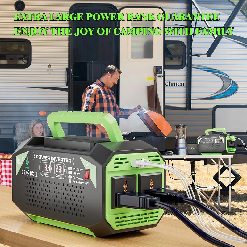 500 W Auto-Wechselrichter mit USB- und Typ-C-Anschluss, 12 V DC auf 110 V/220 V AC, Auto-Wechselrichter-Spannungswandler für Laptop-Computer Image