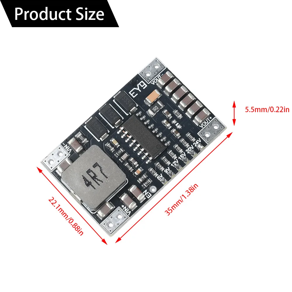 DC-DC-Boost-Leistungsmodul, Festspannungsausgang, 5 A, Hochleistungs-Lithiumbatterie-Boost-Modul, DC-DC 5–15 V bis 5 V/9 V/12 V/24 V Image