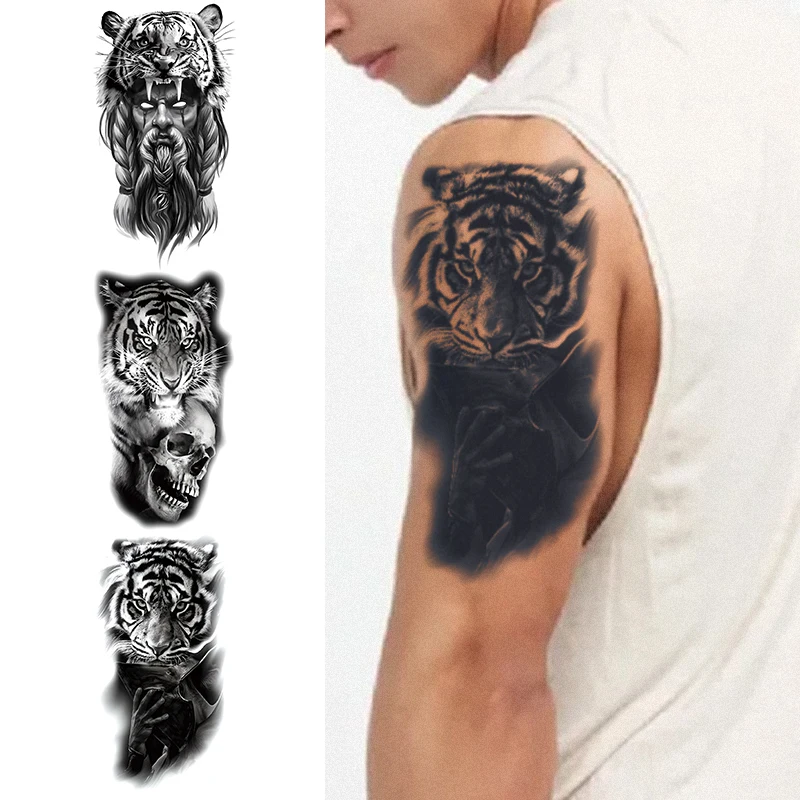 Fierce Tiger 1 Stück wasserdichte temporäre Tattoo-Aufkleber, langlebig, wasserdicht für ein bis zwei Wochen, für Arm, Bein. Image
