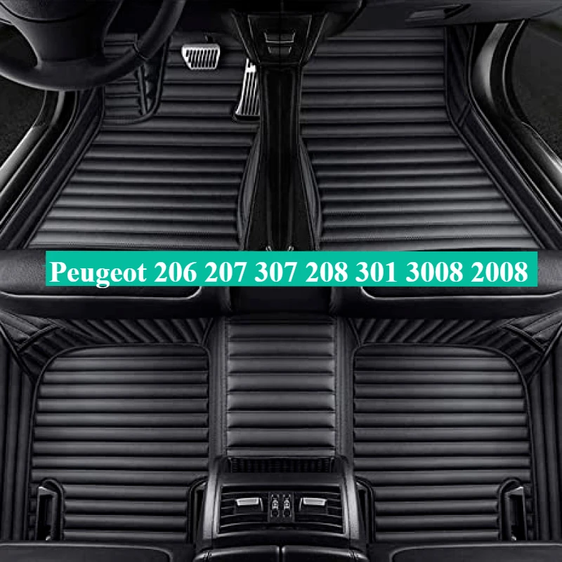 Maßgeschneiderte Auto-Fußmatten für Peugeot 206 207 307 208 301 3008 2008 4008 2017–2025 Innenzubehör Lederteppiche Teppiche Fuß Image