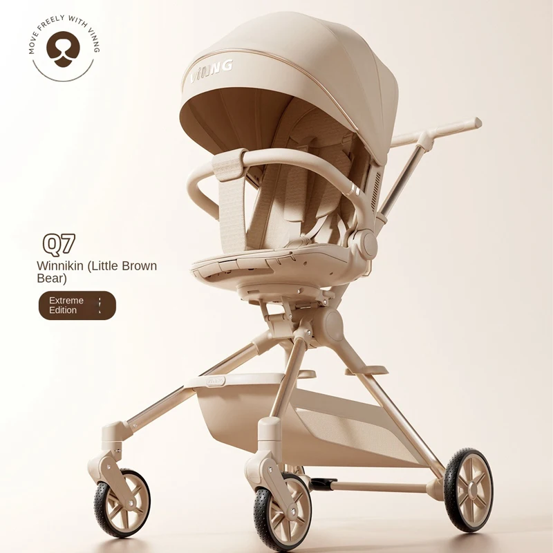 Vinng Q7 Kinderwagen kann sitzen oder liegen, 0–3 Jahre alt, leichter, zusammenklappbarer Kinderwagen, Zwei-Wege-Reisewagen Image