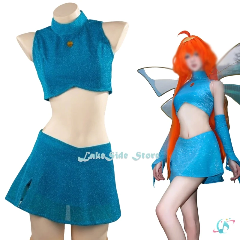 Anime Club Cartoon Prinzessin Bloom Cosplay Glänzender Rock Erwachsene Frauen Mädchen Stil Kleidung Halloween Party Dress-up Blauer Anzug Image
