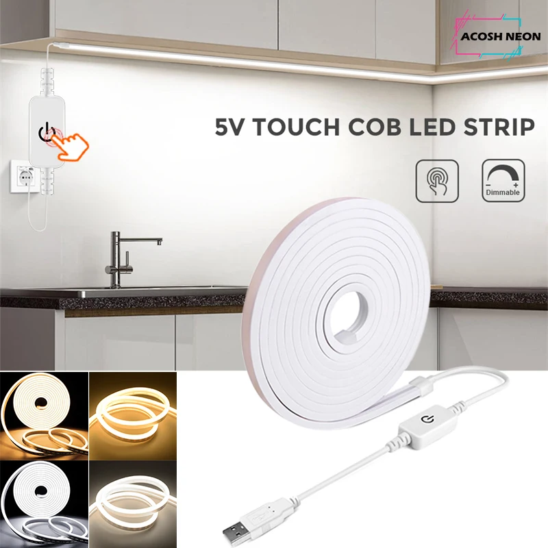 USB-Neon-LED-Streifenlicht, 5 V LED-Neon-Lichterkette, Lampe, dimmbar, Neon-LED-Streifen, flexibler Neonstreifen für Schlafzimmer