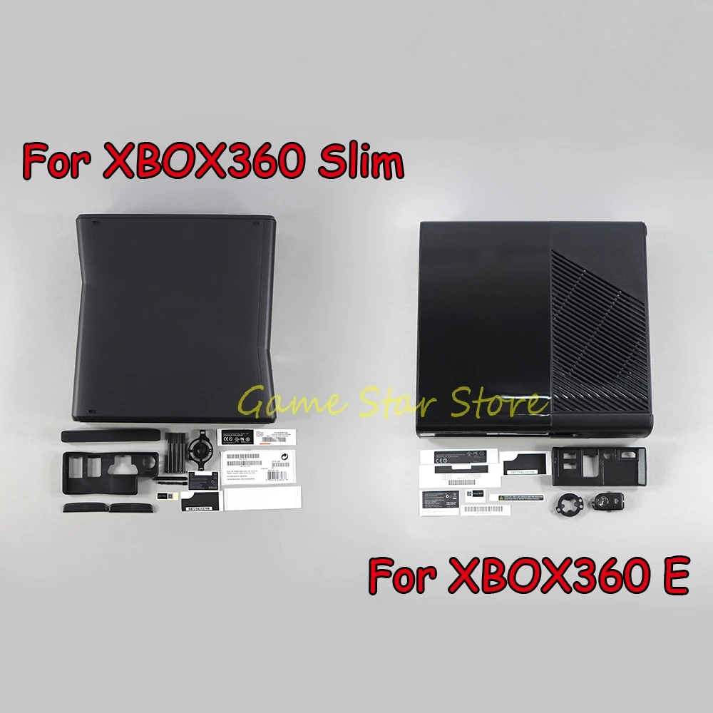 1set For XBOX 360 Slim Black Full Set Housing Shell Case For XBOX360 E Console Replacement Parts