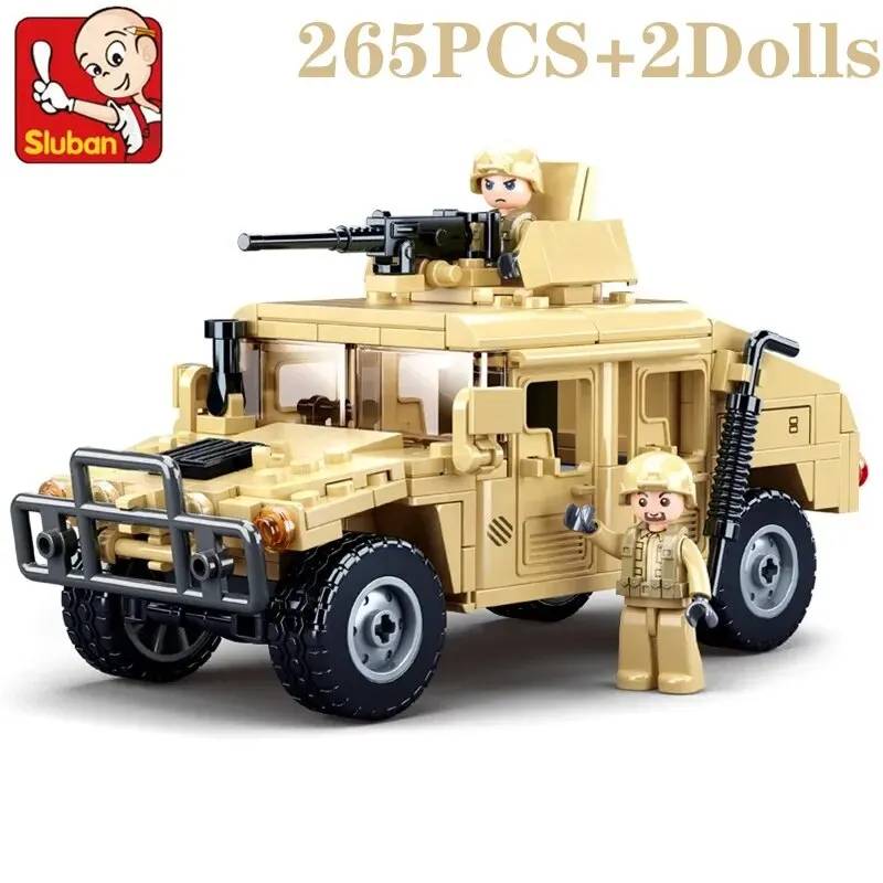 265PCS WW2 Militär SWAT H2 Angriff Fahrzeug Auto Bausteine Armee Soldat Rüstung Auto Modell Ziegel DIY Spielzeug Geschenke für Kinder Jungen Image
