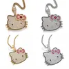 Y2K Hello Kitty Anhänger Halskette Sanrios Kawaii Bling King Zirkon Anime Schmuck Hip Hop Luxuriöses gehobenes Geburtstagsfest Geschenk
