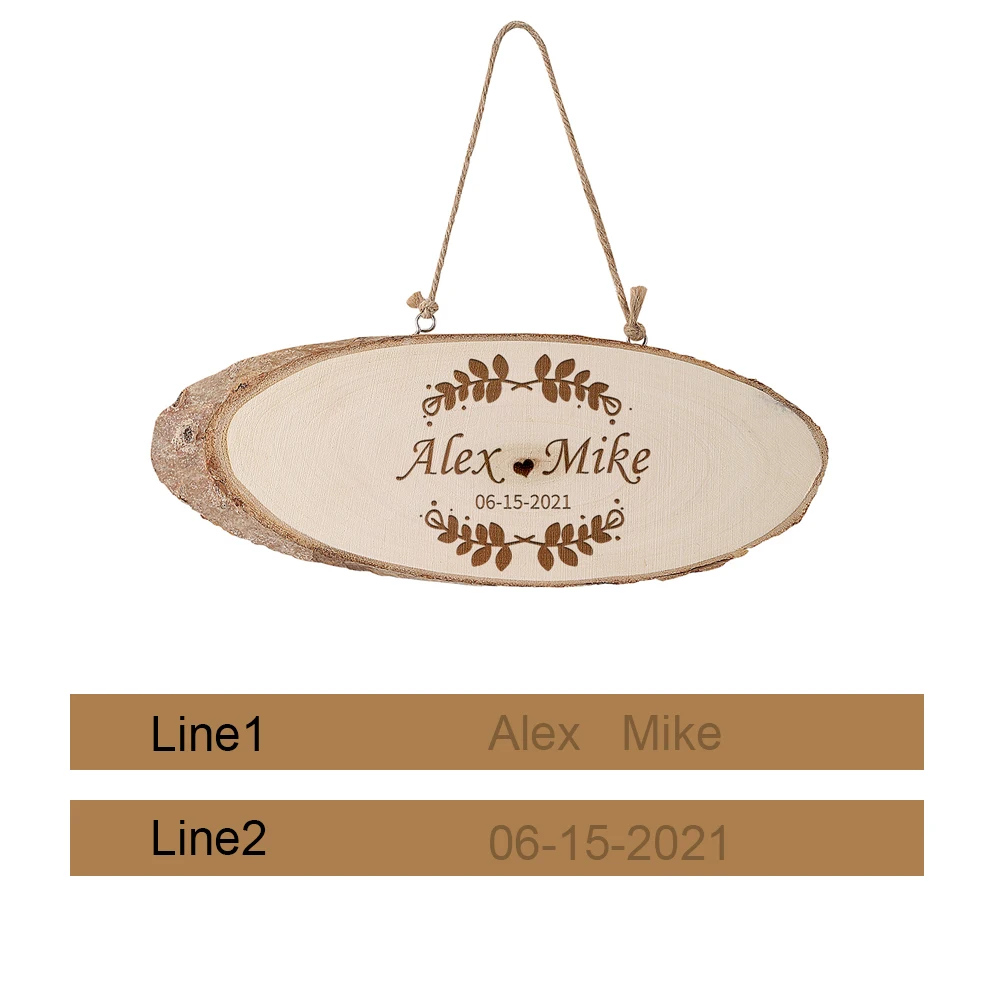 Personalisierte individuell gravierte Text Wandbehang Holzplatte Hochzeit Geburtstag Neugeborenen Kinderzimmer Wand Tür Dekor Willkommensschild Image