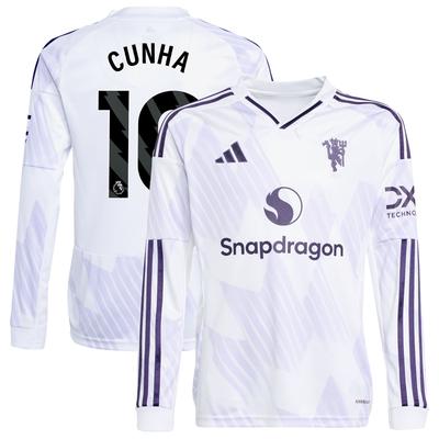 Manchester United adidas Auswärtstrikot 2025-26 – Kinder – Langarm mit Aufdruck Cunha 10 Image